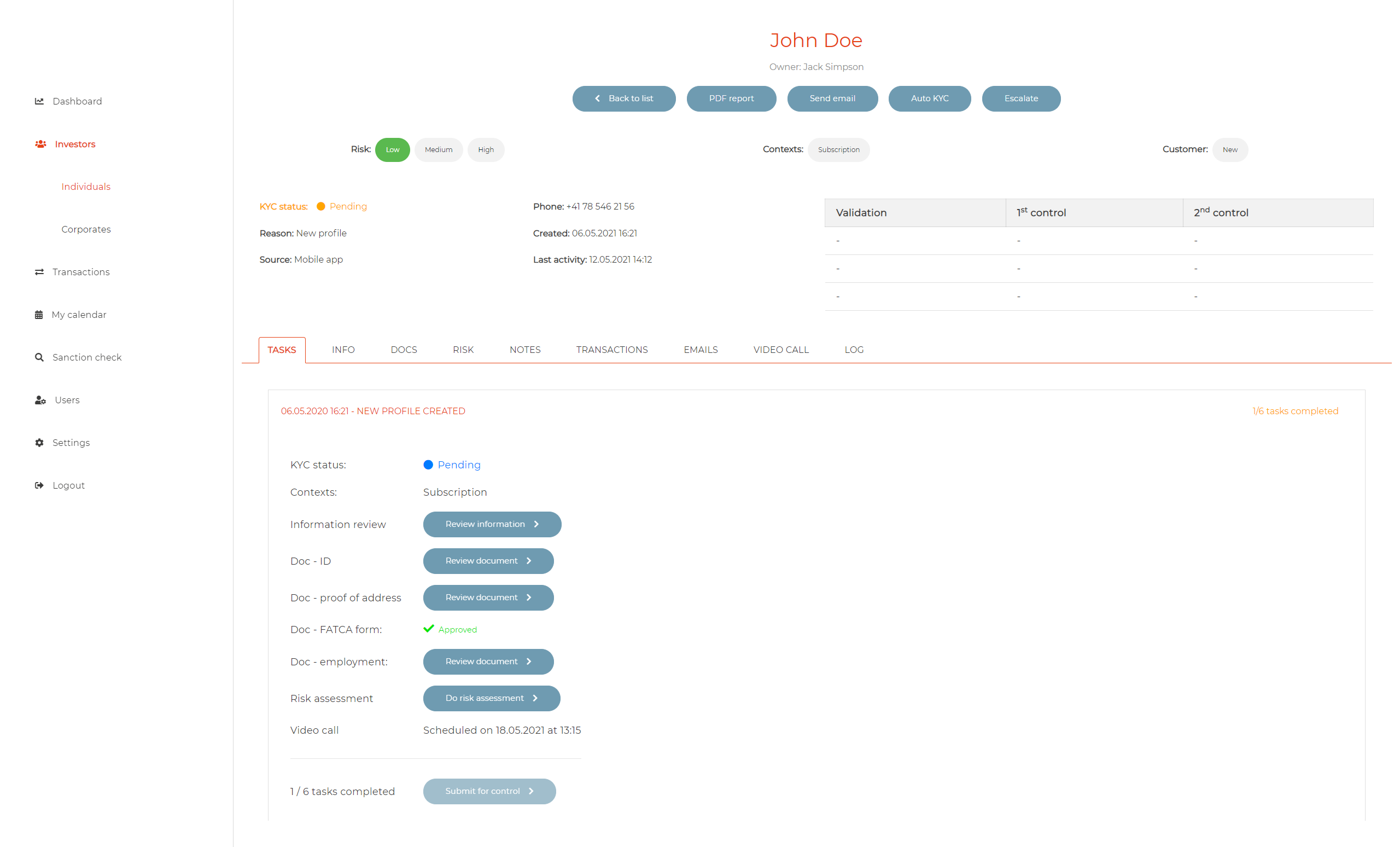 Mt Pelerin pannello di gestione