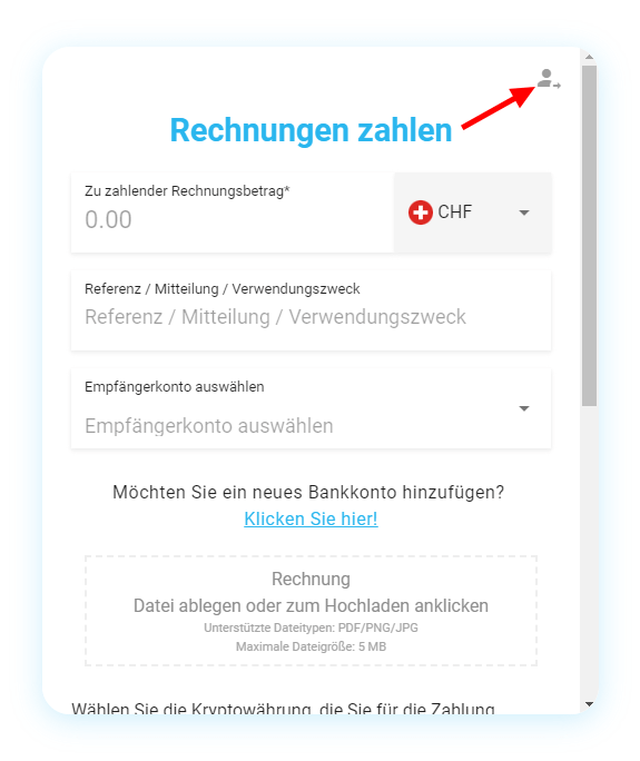 Mt Pelerin invoice payment widget screenshot 1
