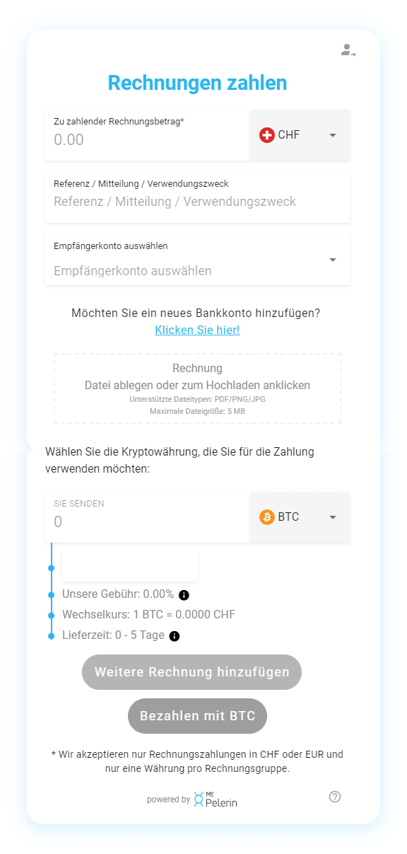Mt Pelerin invoice payment widget screenshot 3