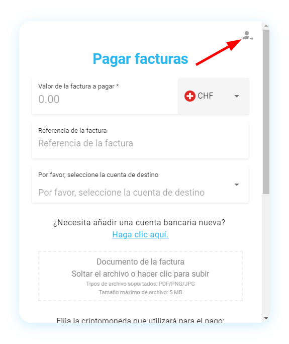 Mt Pelerin invoice payment widget screenshot 1