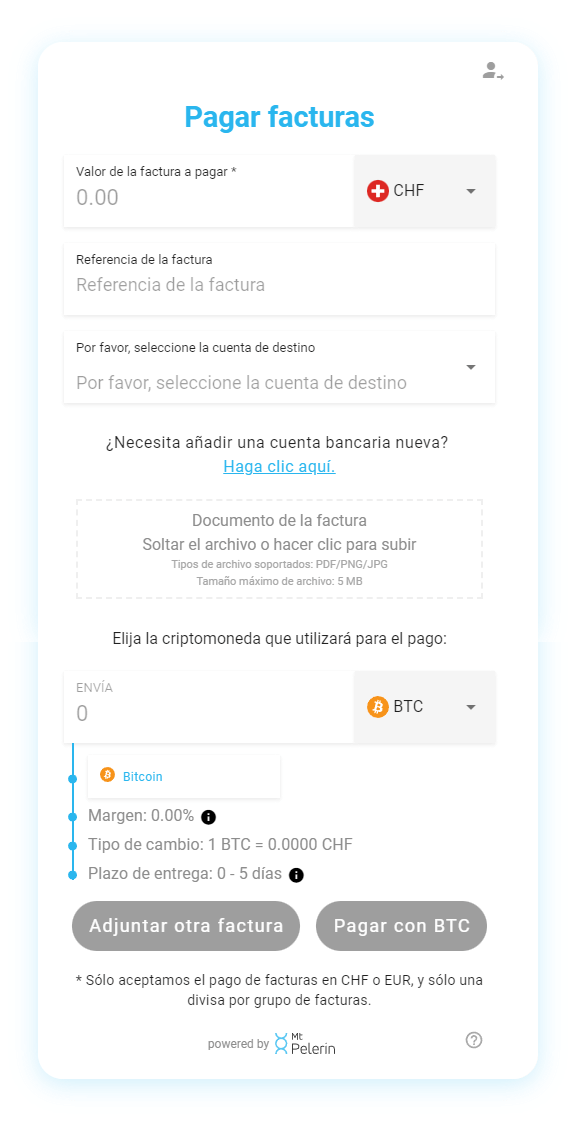 Mt Pelerin invoice payment widget screenshot 3