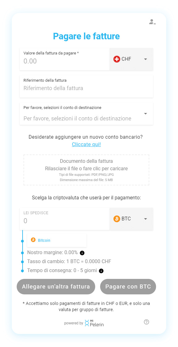 Mt Pelerin invoice payment widget screenshot 3