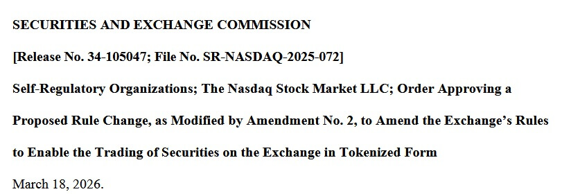 Illustration 11 - Nasdaq approves tokenized stocks for mainstream trading
