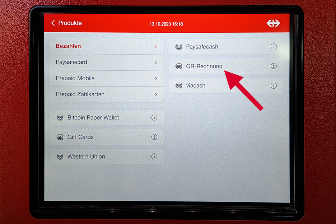 SBB/CFF/FFS train ticket vending machines pay screen
