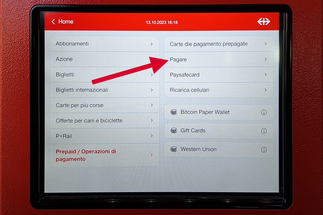 Biglietterie automatiche delle FFS schermata di prodotti