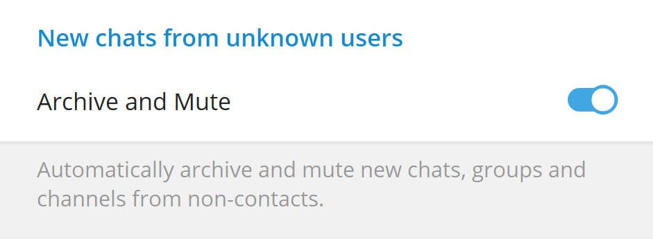 Telegram's Archive and Mute setting