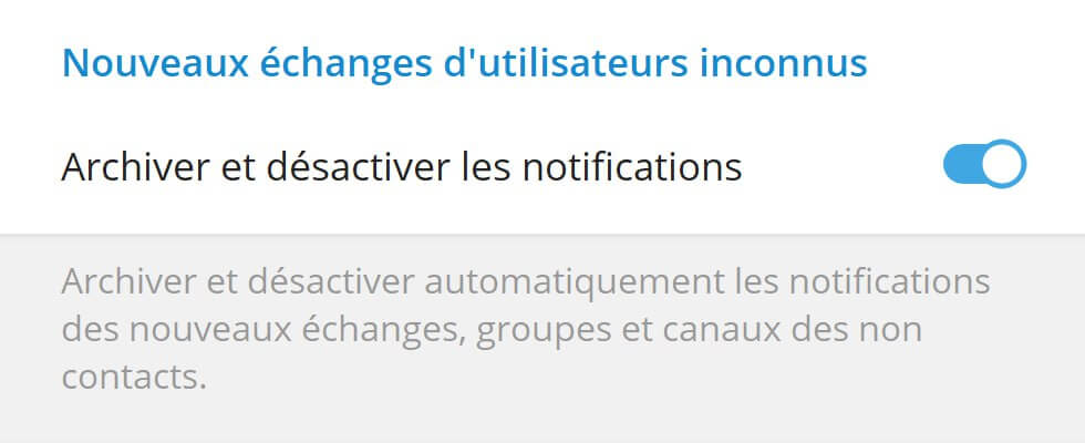 Paramètre de Telegram archiver et désactiver les notifications Paramètre de Telegram archiver et désactiver les notifications