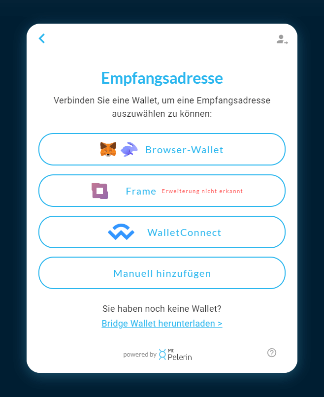 Mt Pelerin widget address validation