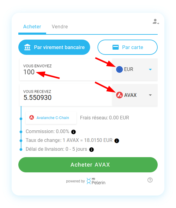 Mt Pelerin achat AVAX widget capture d'écran 3