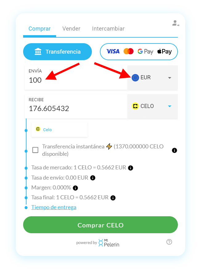 Mt Pelerin comprar CELO widget screenshot 3