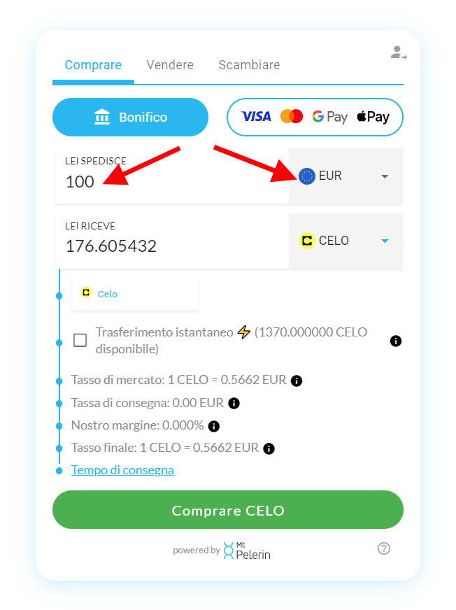 Mt Pelerin comprare CELO widget screenshot 3