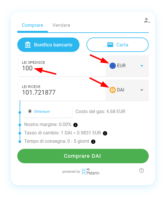 Mt Pelerin comprare DAI widget screenshot 3