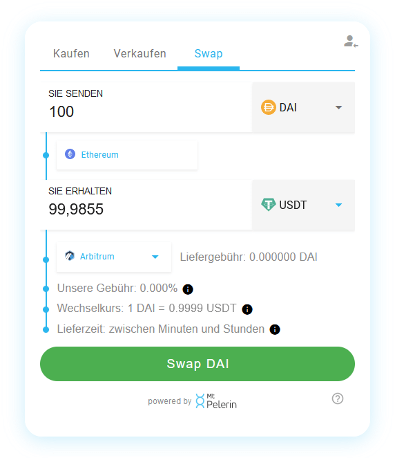 Mt Pelerin DAI-USDT swap widget