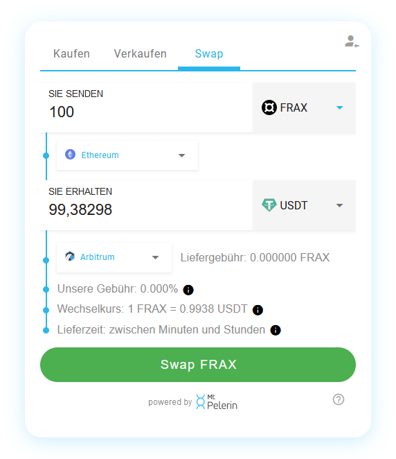 Mt Pelerin FRAX-USDT swap widget