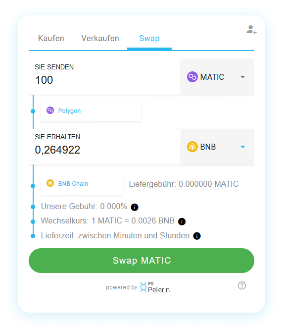 Mt Pelerin POL-BNB swap widget