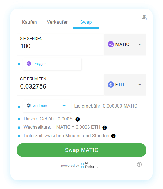 Mt Pelerin POL-ETH swap widget