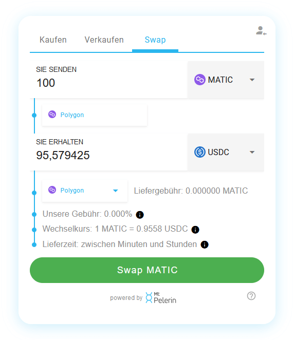 Mt Pelerin POL-USDC swap widget