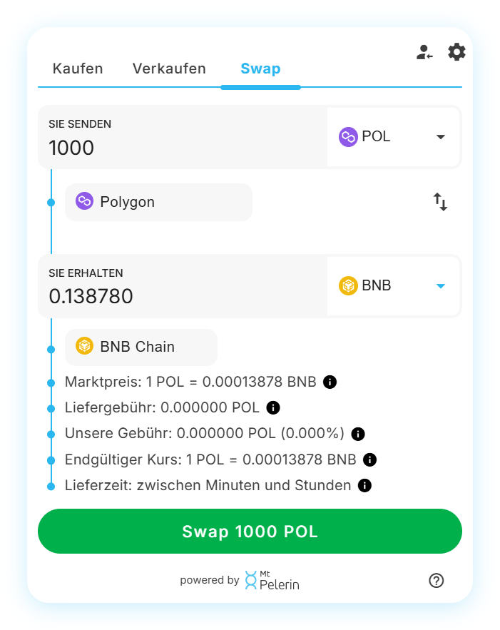 Mt Pelerin POL-BNB swap widget