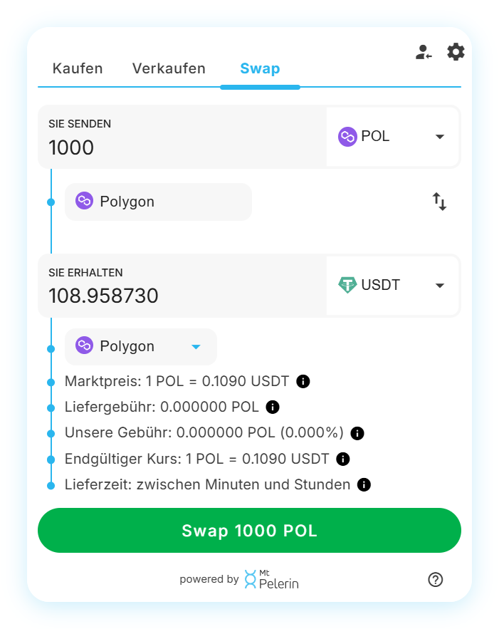 Mt Pelerin POL-USDT swap widget