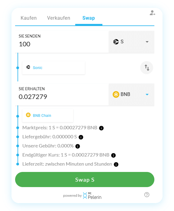 Mt Pelerin Sonic-BNB swap widget