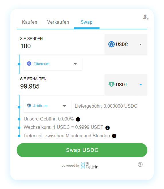 Mt Pelerin USDC-USDT swap widget