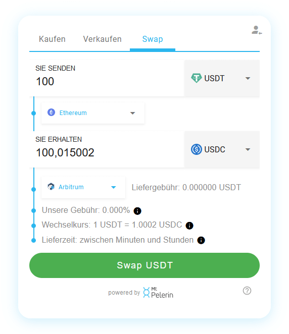 Mt Pelerin USDT-USDC swap widget