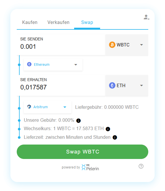Mt Pelerin WBTC-ETH swap widget