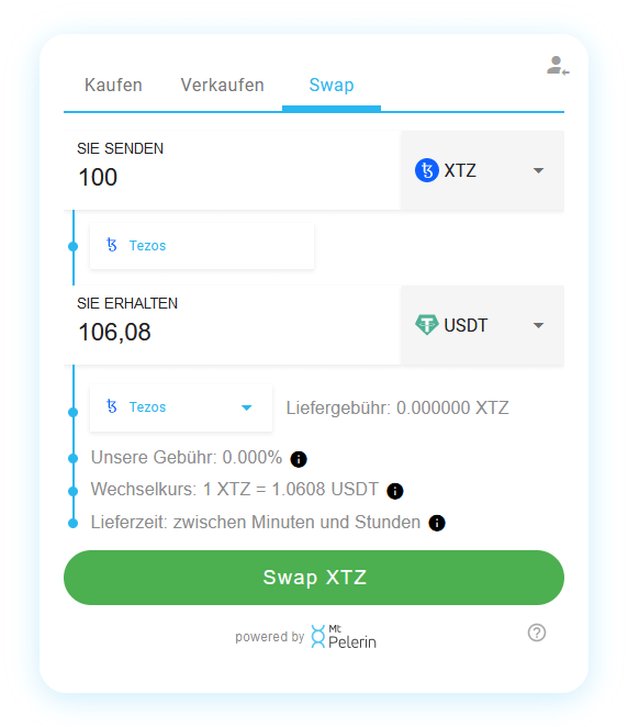 Mt Pelerin XTZ-USDT swap widget