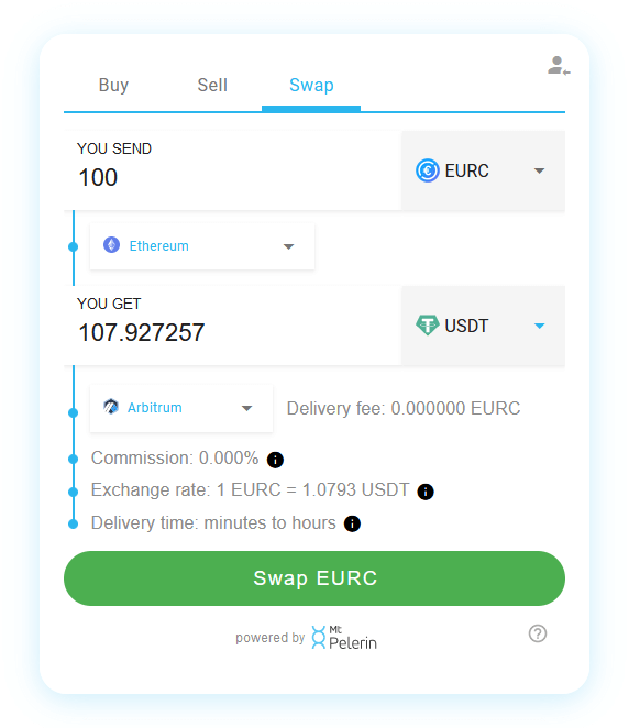 Mt Pelerin EURC-USDT swap widget