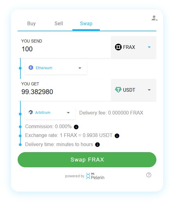 Mt Pelerin FRAX-USDT swap widget