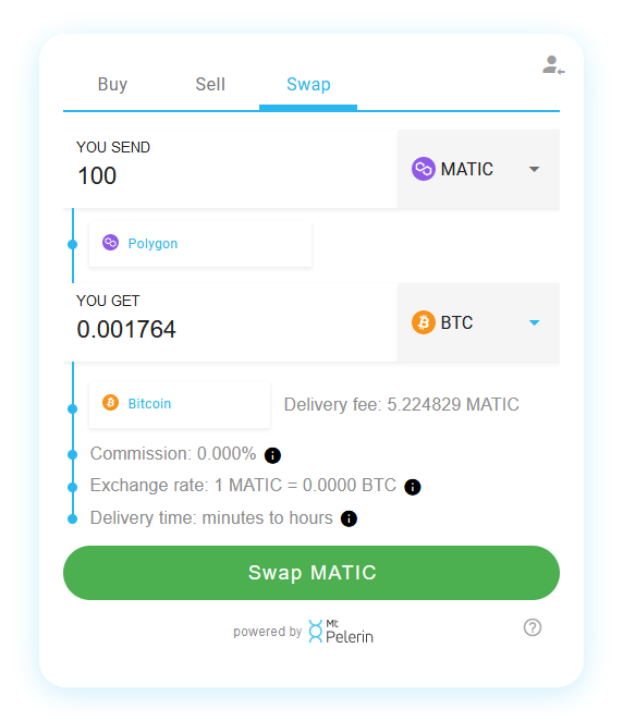 Mt Pelerin POL-BTC swap widget