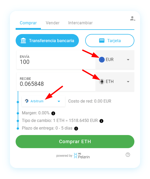 Widget de compra Mt Pelerin - Detalles de la compra