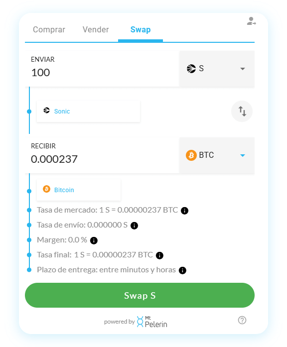 Mt Pelerin Sonic-BTC widget de swap