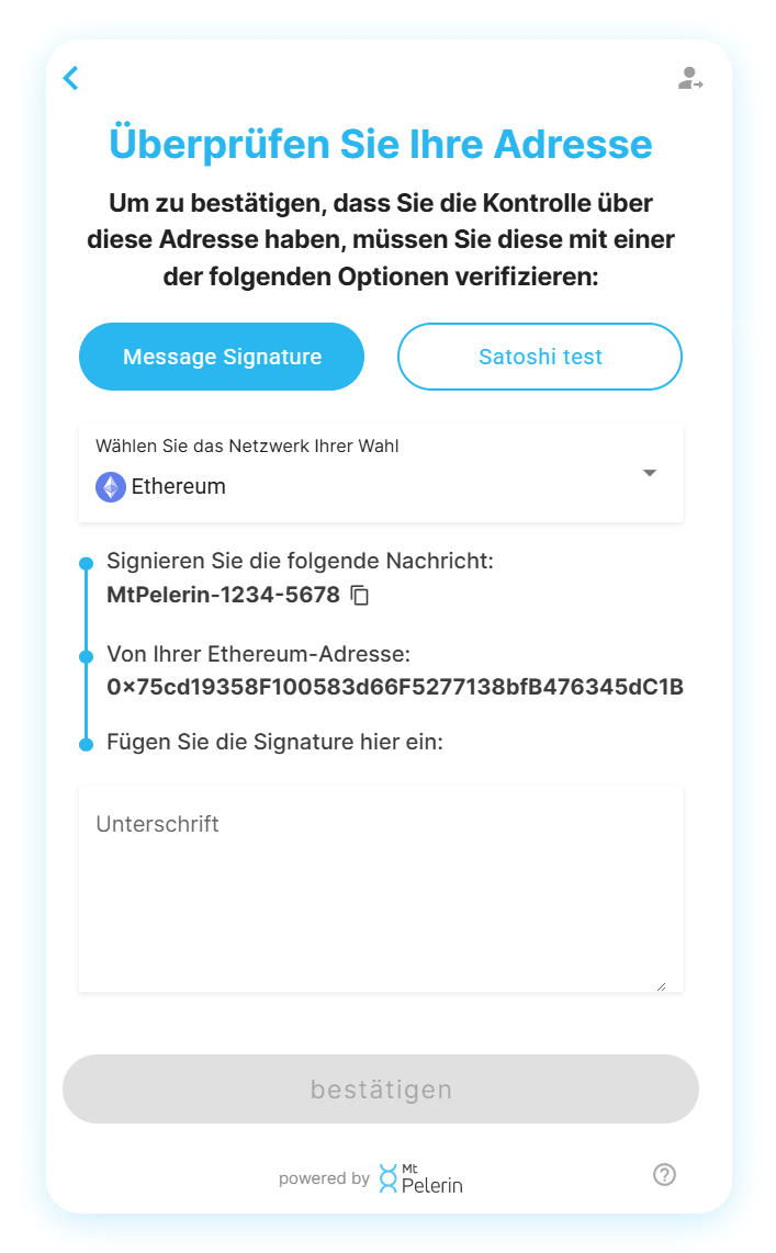 Mt Pelerin-Widget - Sign Ethereum message