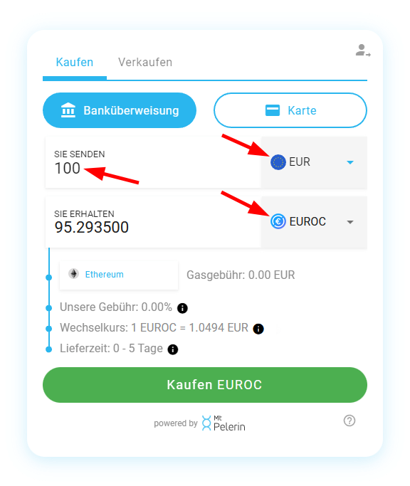 Mt Pelerin EURC kaufen Widget Screenshot 3