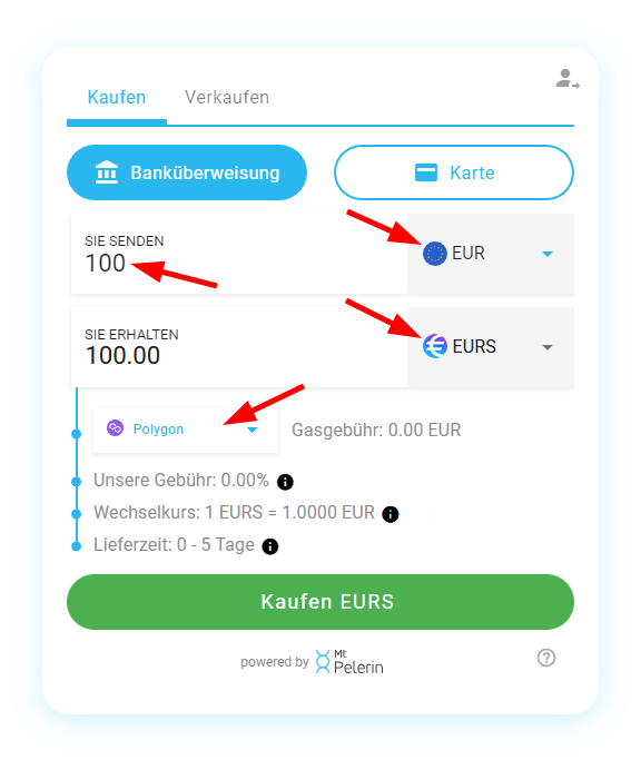 Mt Pelerin EURS kaufen Widget Screenshot 3