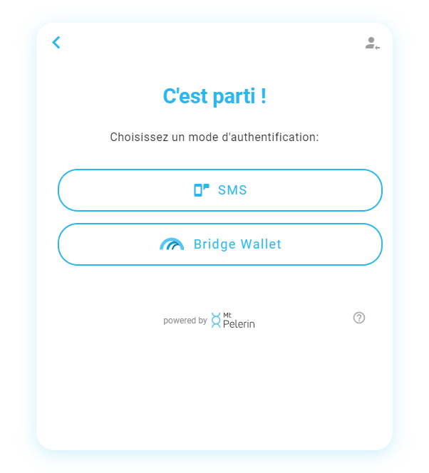 Widget Mt Pelerin de bridge de cryptomonnaies - Authentification