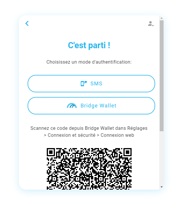 Widget Mt Pelerin de bridge de cryptomonnaies - Code QR