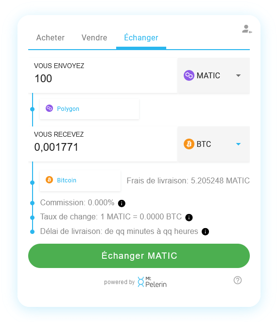 Mt Pelerin widget de swap POL-BTC