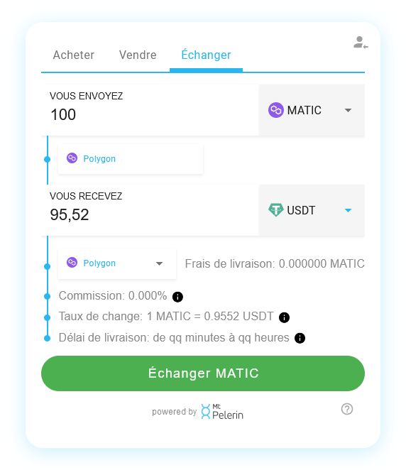 Mt Pelerin widget de swap POL-USDT