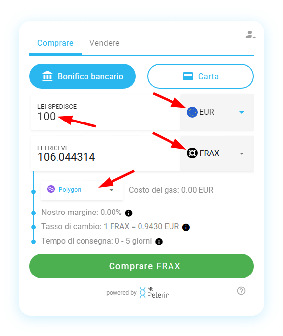 Mt Pelerin comprare FRAX widget screenshot 3