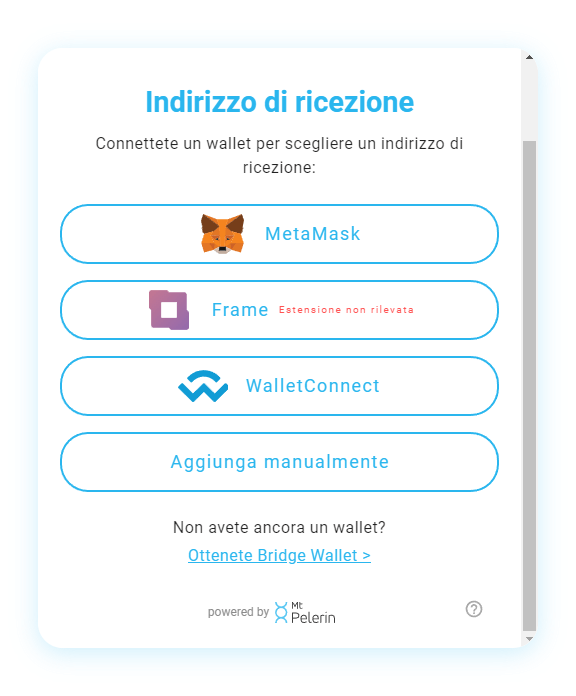 Mt Pelerin comprare ETH widget screenshot 11