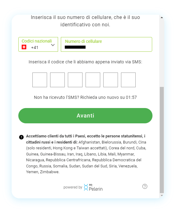 Mt Pelerin comprare RBTC widget screenshot 7