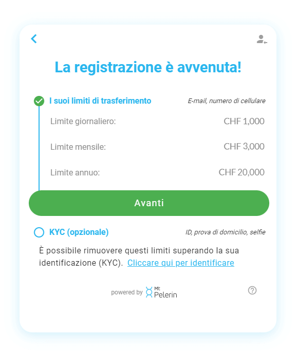 Mt Pelerin comprare RBTC widget screenshot 9
