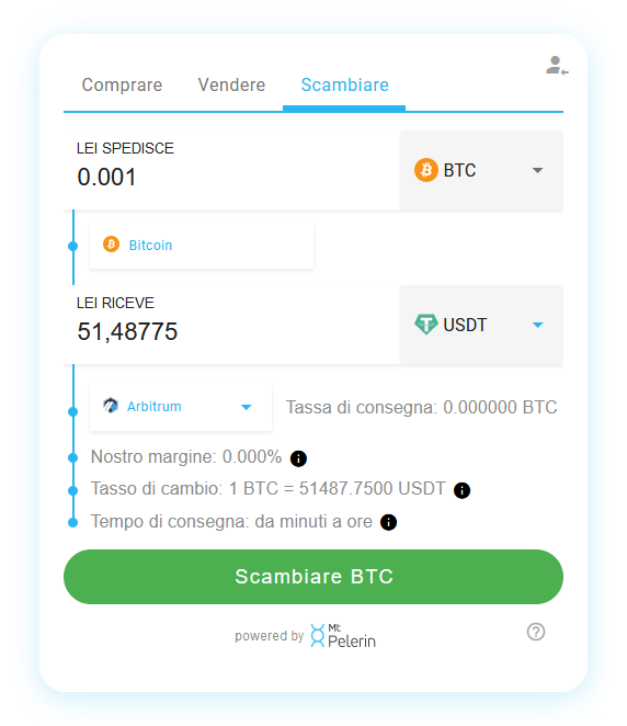Mt Pelerin BTC-USDT swap widget