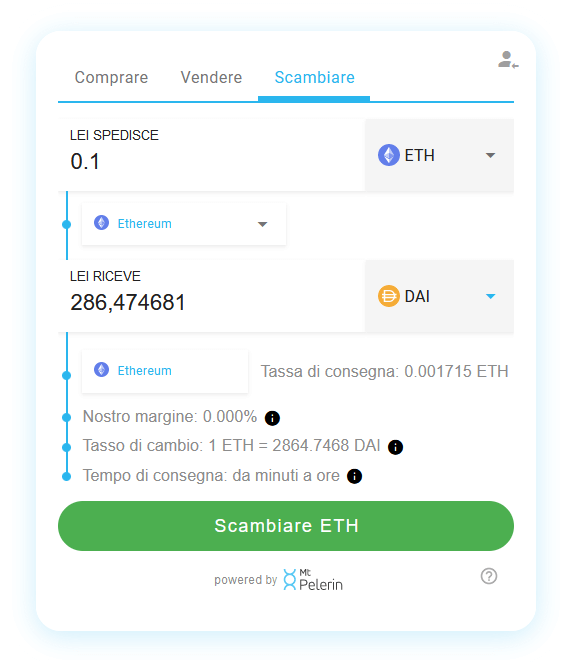 Mt Pelerin ETH-DAI swap widget