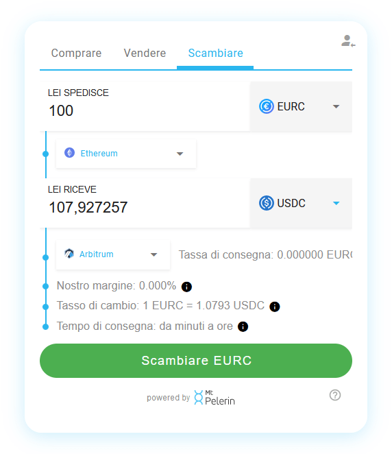 Mt Pelerin EURC-USDC swap widget