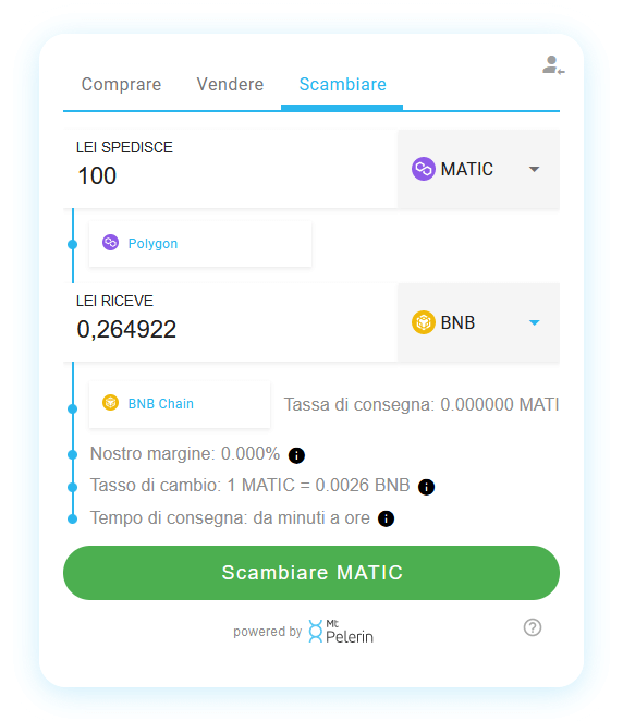Mt Pelerin POL-BNB swap widget