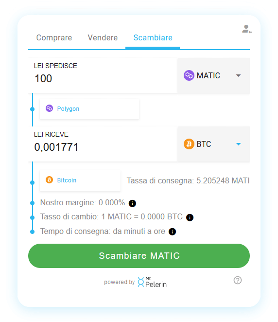 Mt Pelerin POL-BTC swap widget