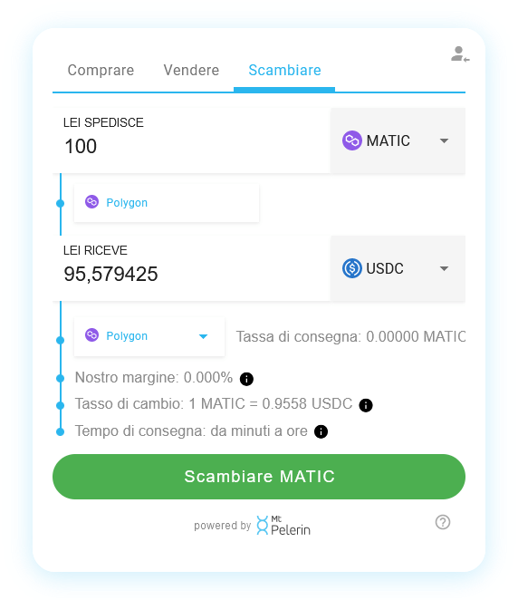 Mt Pelerin POL-USDC swap widget
